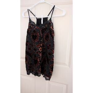Xhilaration Vintage Camisole Babydoll Strappy Tank w/Crushed Velvet Sunflowers